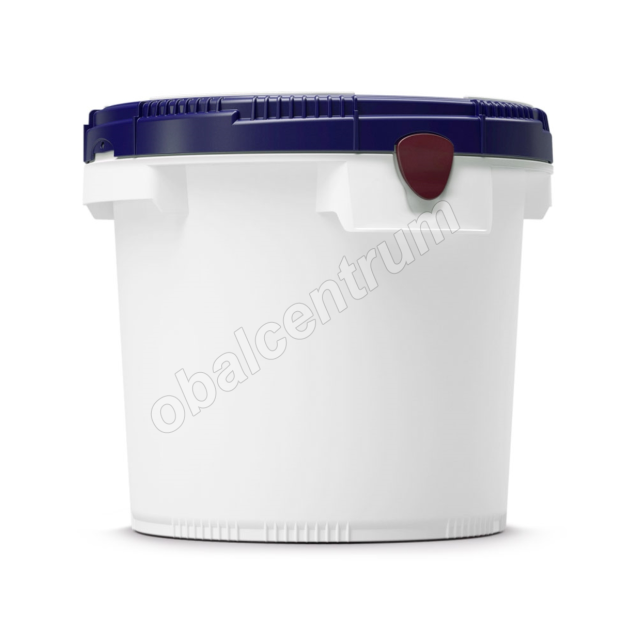 PLASTOVÝ KBELÍK 6 L HDPE BÍLÝ CLICK-PACK 6L UN X6/Y9 KÓNICKÝ VČETNĚ MODRÉHO ŠROUBOVACÍHO VÍKA a ČERVENÉ POJISTKY