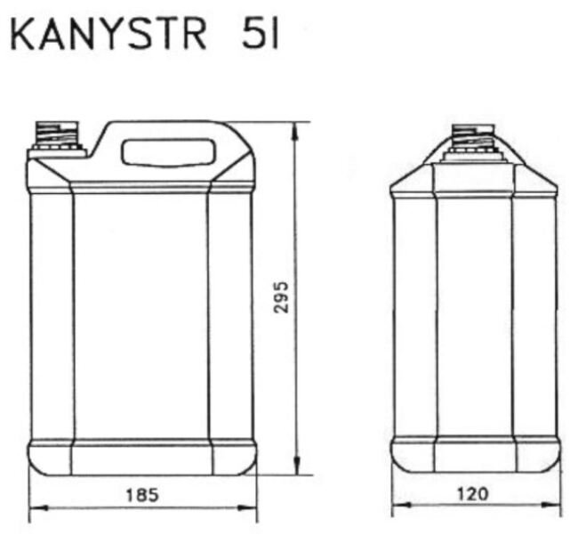 PLASTOVÝ KANYSTR 5L NATURAL 165G LEHČENÝ NESTOHOVATELNÝ BEZ UN DIN 38MM VČETNĚ UZÁVĚRU(2)