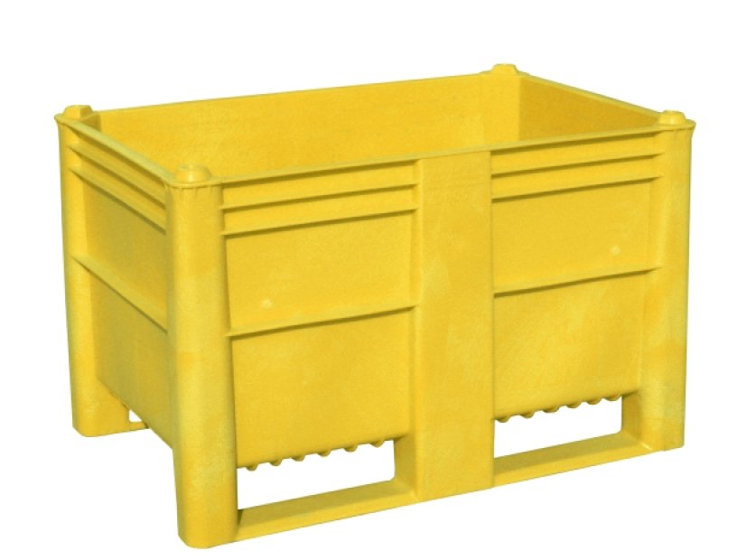 PLASTOVÝ BOX, TYP 800, ROZM. 1200x800x740 MM, ŽLUTÝ, PLNÝ, OZN. 1000200000